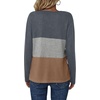 Zeagoo Women’s Waffle Shirts V Neck Long Sleeve Tops Color Block T-Shirts Casual Pullover Tunics 2025 Fashion Basic Tees(A-charcoal/Gray/Brown)
