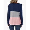 Zeagoo Women’s Waffle Shirts V Neck Long Sleeve Tops Color Block T-Shirts Casual Pullover Tunics 2025 Fashion Basic Tees(A-navy Blue/Gray/Pink)