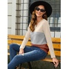 Zeagoo Women’s Waffle Shirts V Neck Long Sleeve Tops Color Block T-Shirts Casual Pullover Tunics 2025 Fashion Basic Tees(Beige/Gray/Terracotta)