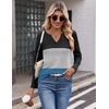 Zeagoo Women’s Waffle Shirts V Neck Long Sleeve Tops Color Block T-Shirts Casual Pullover Tunics 2025 Fashion Basic Tees(Black/Gray/Deep Blue)