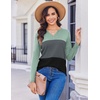Zeagoo Women’s Waffle Shirts V Neck Long Sleeve Tops Color Block T-Shirts Casual Pullover Tunics 2025 Fashion Basic Tees(Mint/Charcoal/Black)