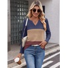 Zeagoo Women’s Waffle Shirts V Neck Long Sleeve Tops Color Block T-Shirts Casual Pullover Tunics 2025 Fashion Basic Tees(Navy Blue/Brown/Red)