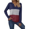 Zeagoo Women’s Waffle Shirts V Neck Long Sleeve Tops Color Block T-Shirts Casual Pullover Tunics 2025 Fashion Basic Tees(Navy Blue/Gray/Burgundy)