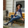 Zeagoo Women’s Waffle Shirts V Neck Long Sleeve Tops Color Block T-Shirts Casual Pullover Tunics 2025 Fashion Basic Tees(Navy Blue/Gray/Green)