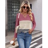 Zeagoo Women’s Waffle Shirts V Neck Long Sleeve Tops Color Block T-Shirts Casual Pullover Tunics 2025 Fashion Basic Tees(Pink Purple/Beige/Dark Gray)