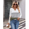 Zeagoo Women’s Waffle Shirts V Neck Long Sleeve Tops Color Block T-Shirts Casual Pullover Tunics 2025 Fashion Basic Tees(White/Gray/Army Green)