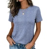 Zeagoo Womens Tshirt Short Sleeve Summer Tops Crewneck Casual Basic Tee Shirts Spring Clothes Trendy Outfit(Z Striped Blue 273)