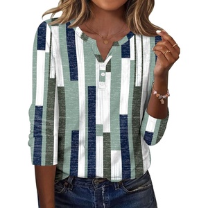 Zeagoo Long Sleeve Shirts for Women Casual V Neck Fall Tops Summer Blouses(Geometric 530)