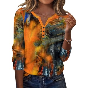 Zeagoo Long Sleeve Shirts for Women Casual V Neck Fall Tops Summer Blouses(Multicolor 272)