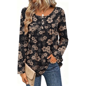 Zeagoo Long Sleeve Shirts for Women Dressy Casual Blouses Loose Tunic Tops(Black-sf209)