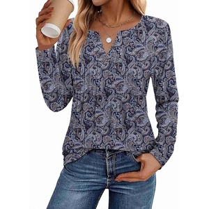 Zeagoo Womens Long Sleeve Tops 2026 V Neck Pleated Shirts Dressy Casual Tunic Blouses Loose Fit Fall Fashion Clothes(Mz473)