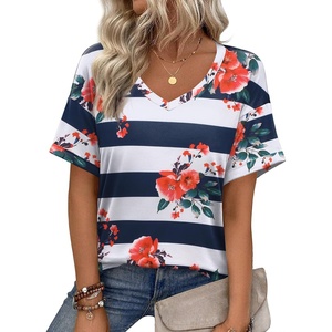 Zeagoo Womens Summer Tops Short Sleeve Work Casual Shirts Trendy V Neck Tee(Bf98)