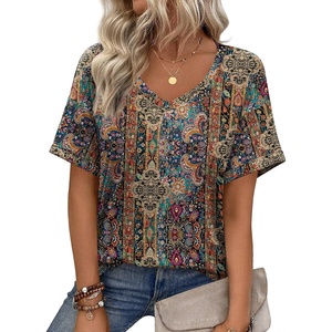 Zeagoo Womens Summer Tops Short Sleeve Work Casual Shirts Trendy V Neck Tee(Mz721)