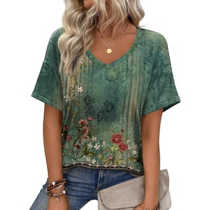 Zeagoo Womens Summer Tops Short Sleeve Work Casual Shirts Trendy V Neck Tee(Pa171)