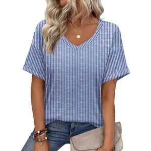 Zeagoo Womens Summer Tops Short Sleeve Work Casual Shirts Trendy V Neck Tee(Tz273)