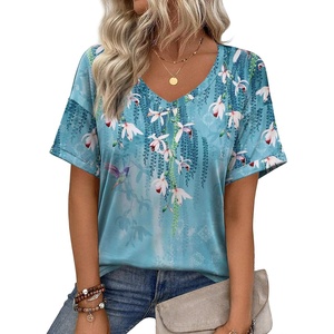 Zeagoo Womens Summer Tops Short Sleeve Work Casual Shirts Trendy V Neck Tee(Zw89)