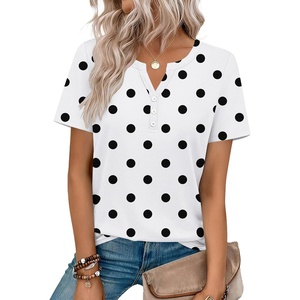 Zeagoo Womens Summer Tops V Neck Short Sleeve Shirts Dressy Casual Blouse(Polka Dots)
