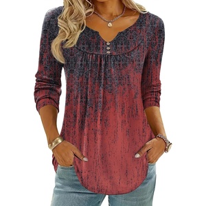 Zeagoo Womens Tops Long Sleeve Shirts Boho Tops for Women 2026 Fall Blouses Ladies Sweatshirts Spring Fashion Clothing(Gradient Ethnic Style)