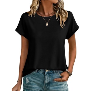 Zeagoo Womens Tops Short Sleeve Cute Summer Blouses Crew Neck Dressy Casual T Shirts Work Clothes S-2XL(Black)