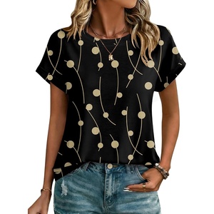 Zeagoo Womens Tops Short Sleeve Cute Summer Blouses Crew Neck Dressy Casual T Shirts Work Clothes S-2XL(Jh601-black)