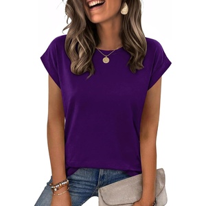 Zeagoo Womens Tops Summer Casual Cap Sleeve Tshirts Shirts Business Blouses(Purple)