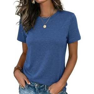 Zeagoo Womens Tshirt Short Sleeve Summer Tops Crewneck Casual Basic Tee Shirts Spring Clothes Trendy Outfit(Blue)