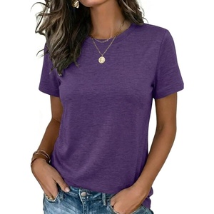 Zeagoo Womens Tshirt Short Sleeve Summer Tops Crewneck Casual Basic Tee Shirts Spring Clothes Trendy Outfit(Purple)