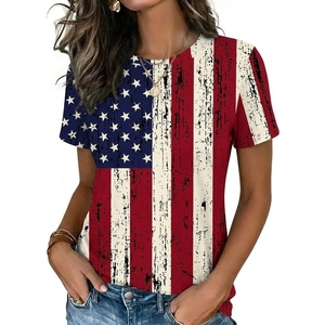 Zeagoo Womens Tshirt Short Sleeve Summer Tops Crewneck Casual Basic Tee Shirts Spring Clothes Trendy Outfit(Z Flag 38)