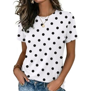 Zeagoo Womens Tshirt Short Sleeve Summer Tops Crewneck Casual Basic Tee Shirts Spring Clothes Trendy Outfit(Z Polka Dots White 592)