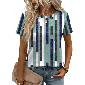 Zeagoo Womens Tshirt Short Sleeve Summer Tops Crewneck Casual Basic Tee Shirts Spring Clothes Trendy Outfit(Z Striped Green 530)