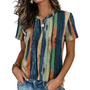 Zeagoo Womens Tshirt Short Sleeve Summer Tops Crewneck Casual Basic Tee Shirts Spring Clothes Trendy Outfit(Z Stripes Multicolor 289)
