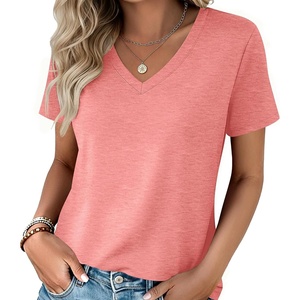 Zeagoo Womens V-Neck Tops Summer Casual Short Sleeve Tshirts S-3XL(Z-pink)