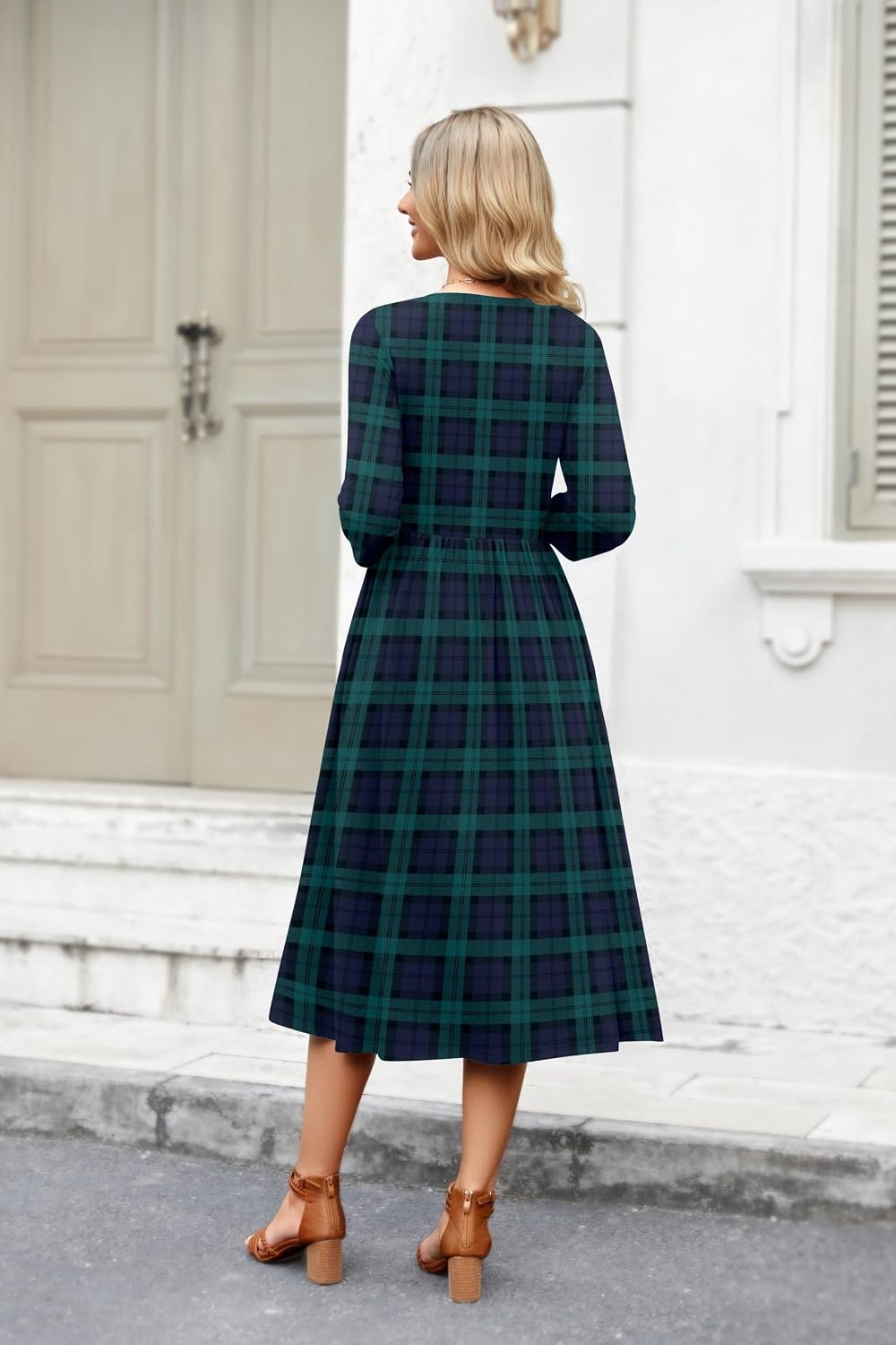 image:imageZeagoo 34 Sleeve Womens Dress Casual Aline Summer Fall Midi Long DressesGw563