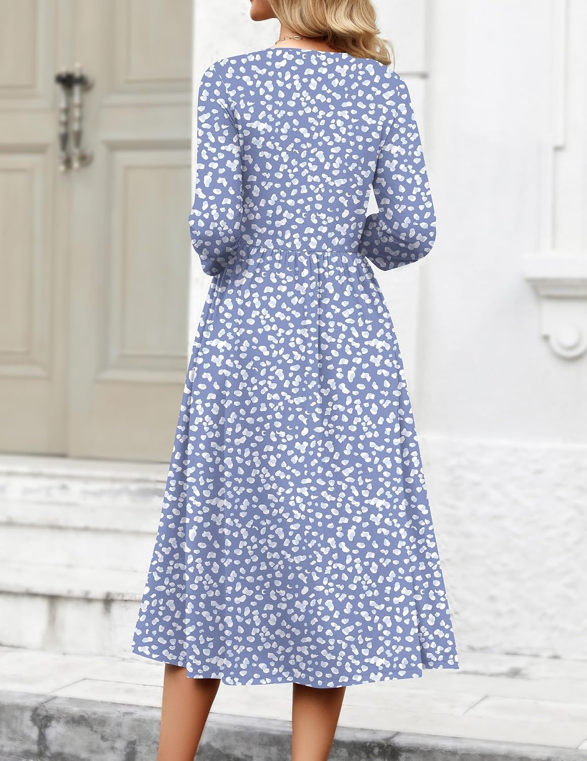 image:imageZeagoo 34 Sleeve Womens Dress Casual Aline Summer Fall Midi Long DressesJh529
