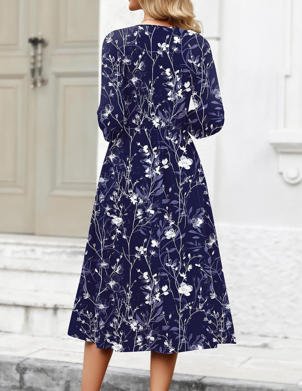 image:imageZeagoo 34 Sleeve Womens Dress Casual Aline Summer Fall Midi Long DressesSf180