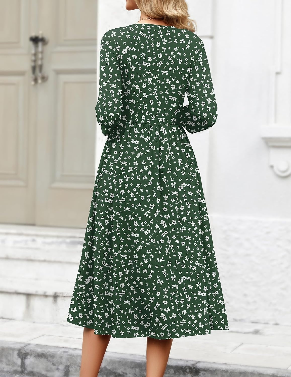 image:imageZeagoo 34 Sleeve Womens Dress Casual Aline Summer Fall Midi Long DressesXh527
