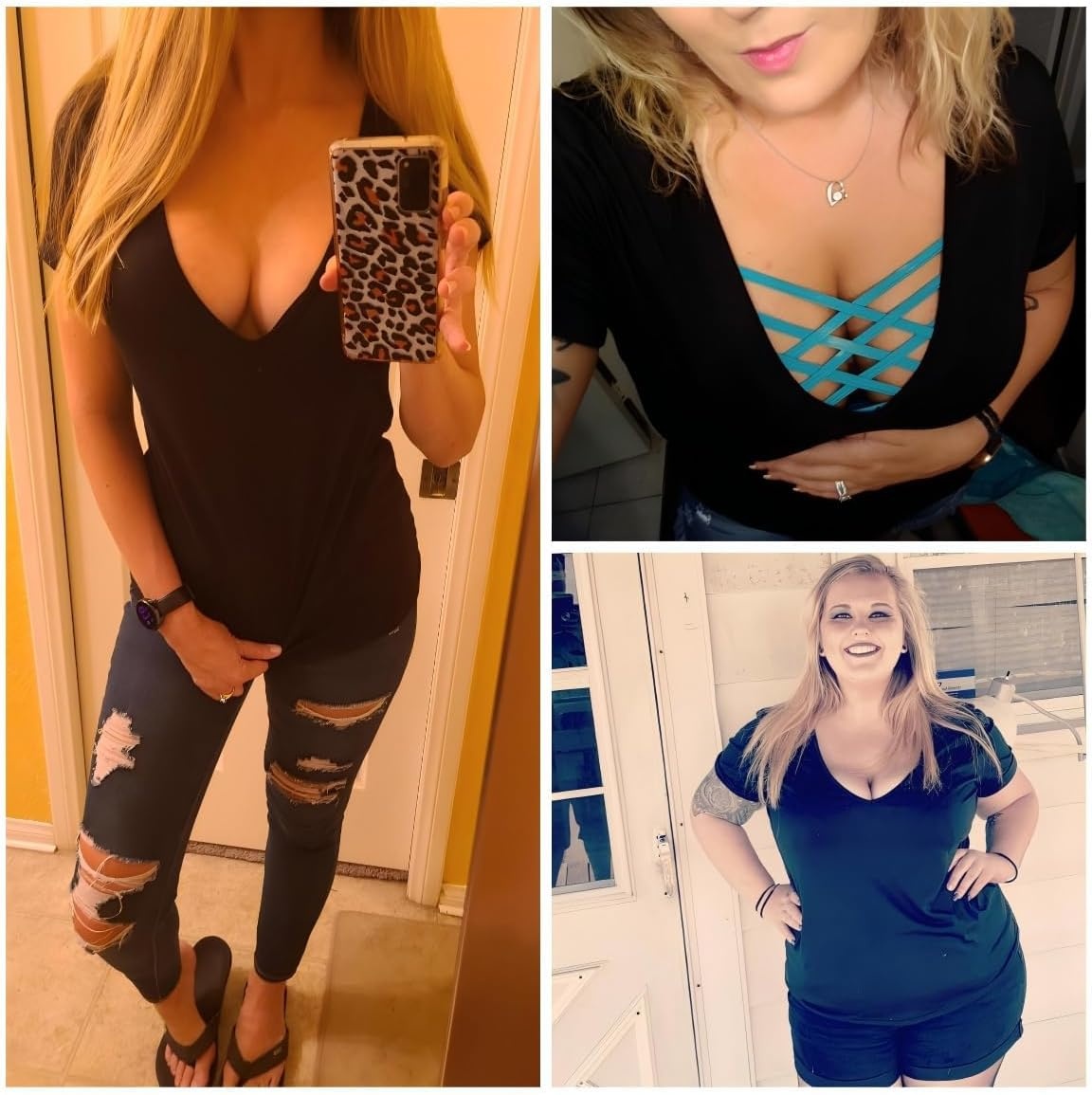 image:imageZeagoo Sexy Tops for Women Deep V Neck Shirts Summer Tops Low Cut TshirtsA01black