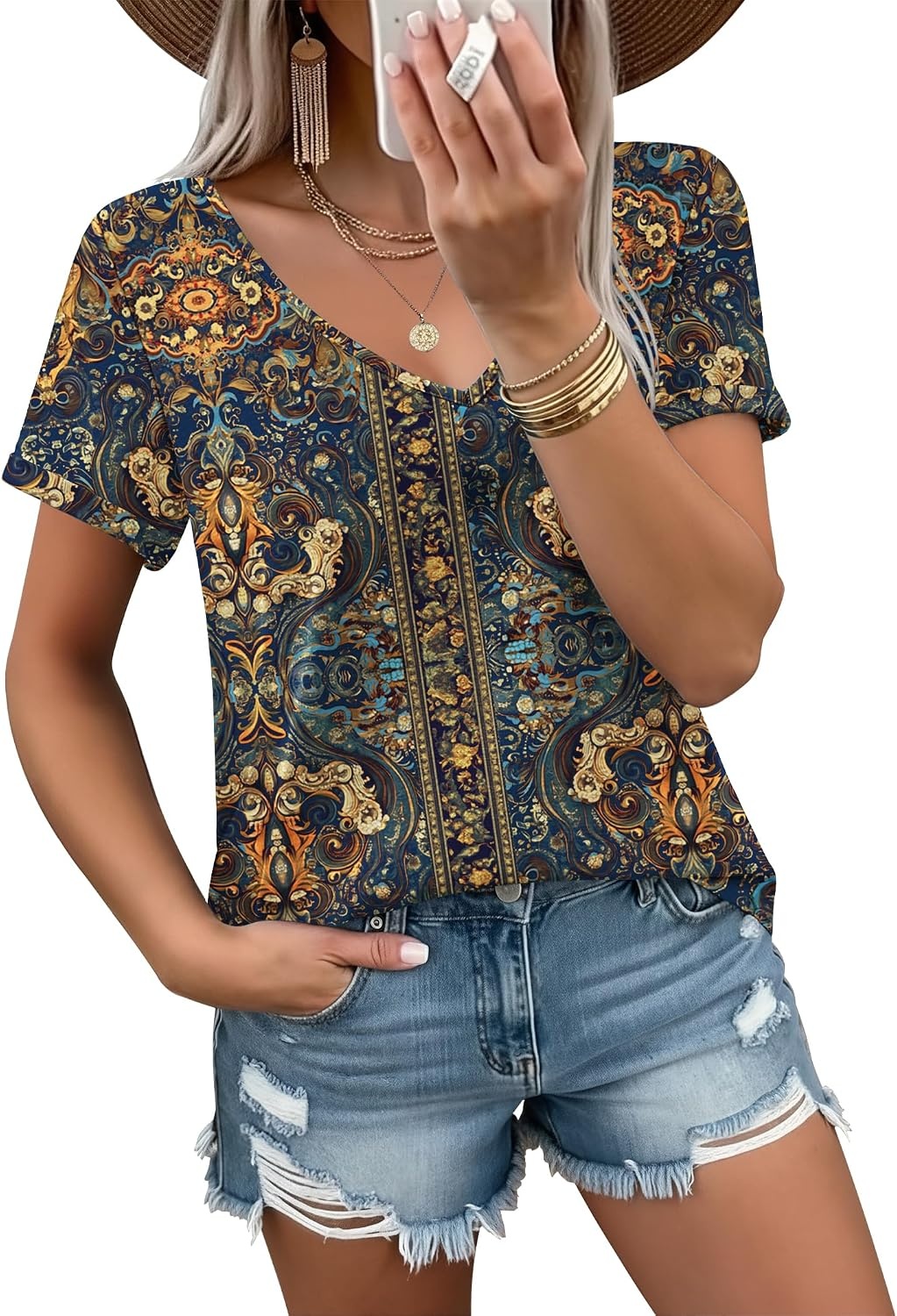 image:imageZeagoo Sexy Tops for Women Deep V Neck Shirts Summer Tops Low Cut TshirtsMz912 Western