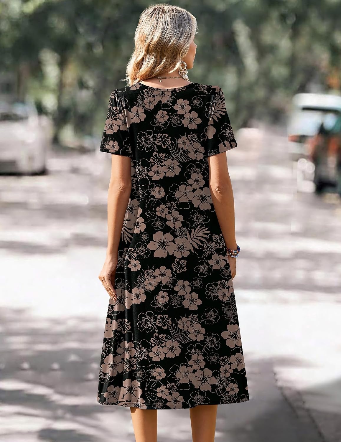 image:imageZeagoo Summer Casual Dress for Womens Floral Midi Sundress with PocketsBlack Floral Print