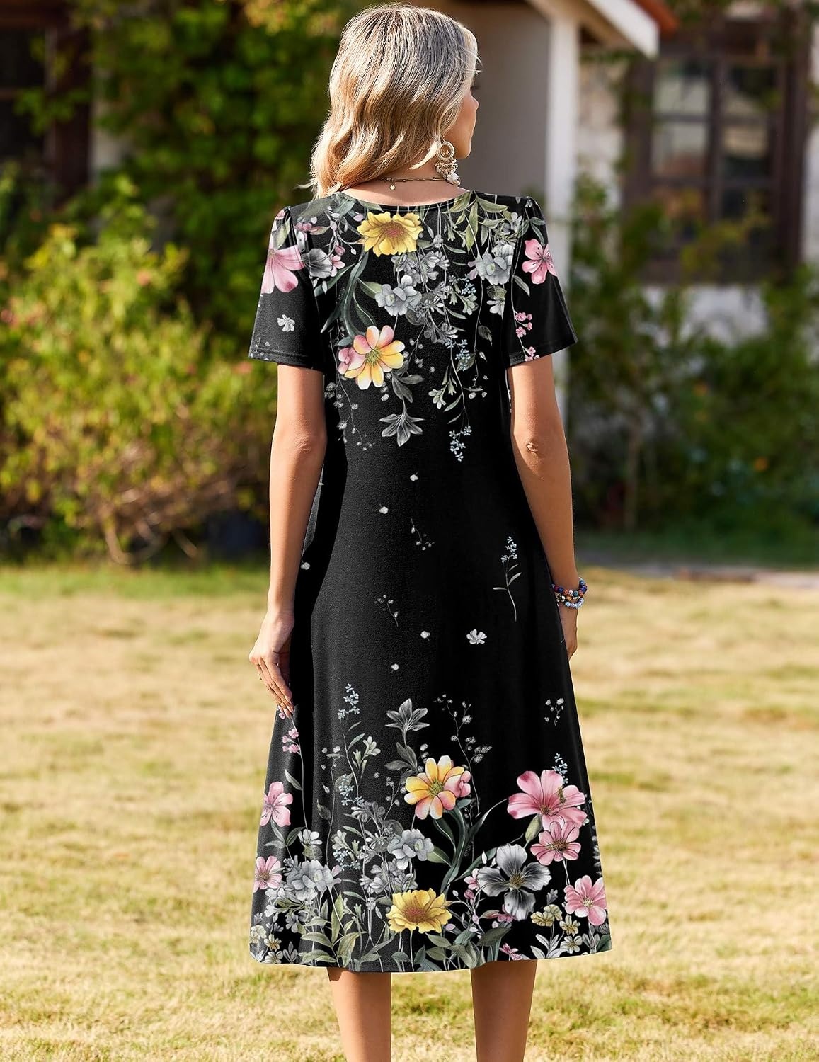image:imageZeagoo Summer Casual Dress for Womens Floral Midi Sundress with PocketsBlack Floral1
