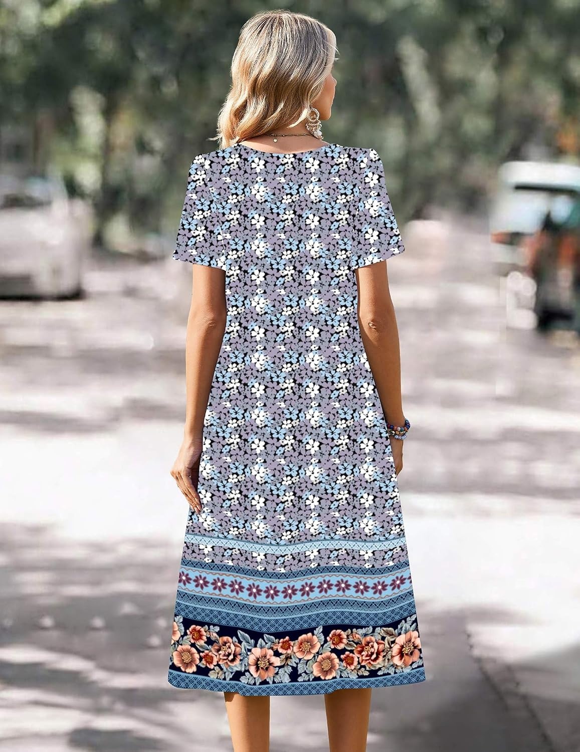 image:imageZeagoo Summer Casual Dress for Womens Floral Midi Sundress with PocketsBlue Floralprinted