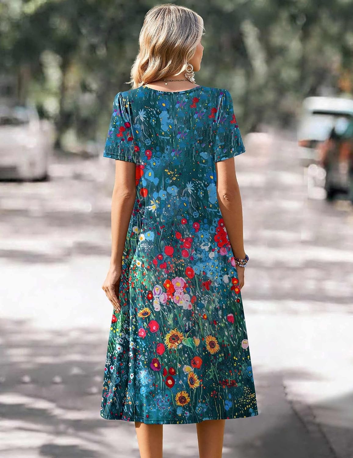 image:imageZeagoo Summer Casual Dress for Womens Floral Midi Sundress with PocketsFloral1