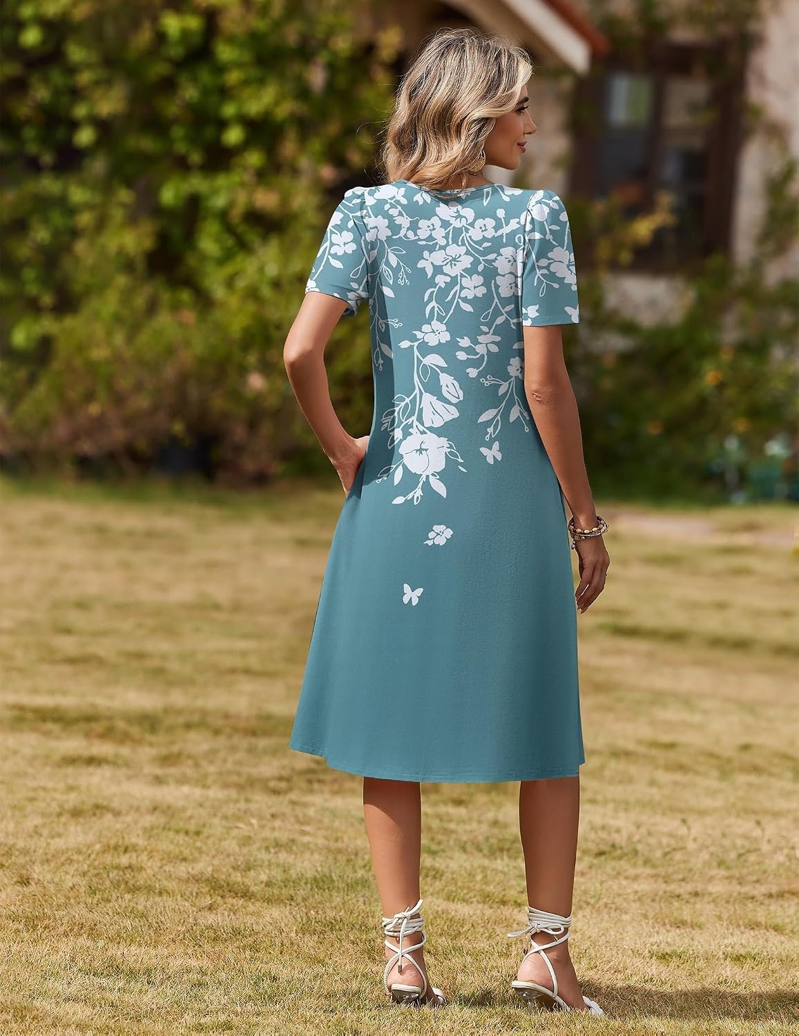 image:imageZeagoo Summer Casual Dress for Womens Floral Midi Sundress with PocketsFloral4