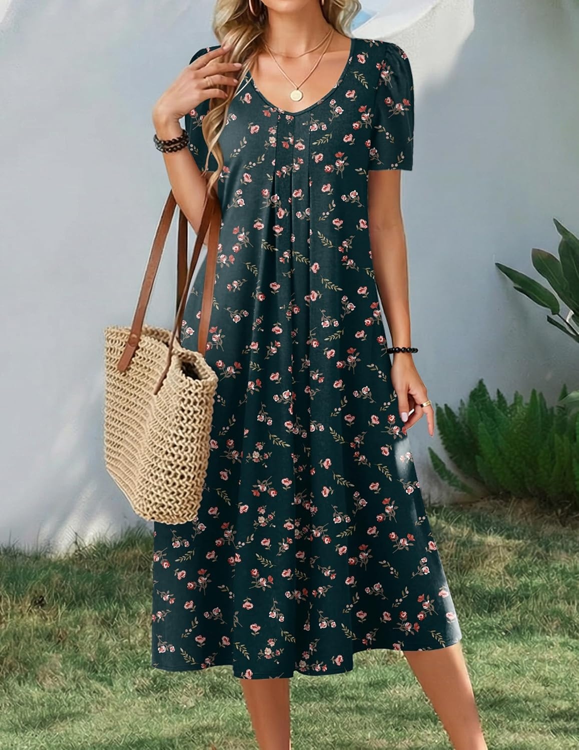 image:imageZeagoo Summer Casual Dress for Womens Floral Midi Sundress with PocketsFloral66