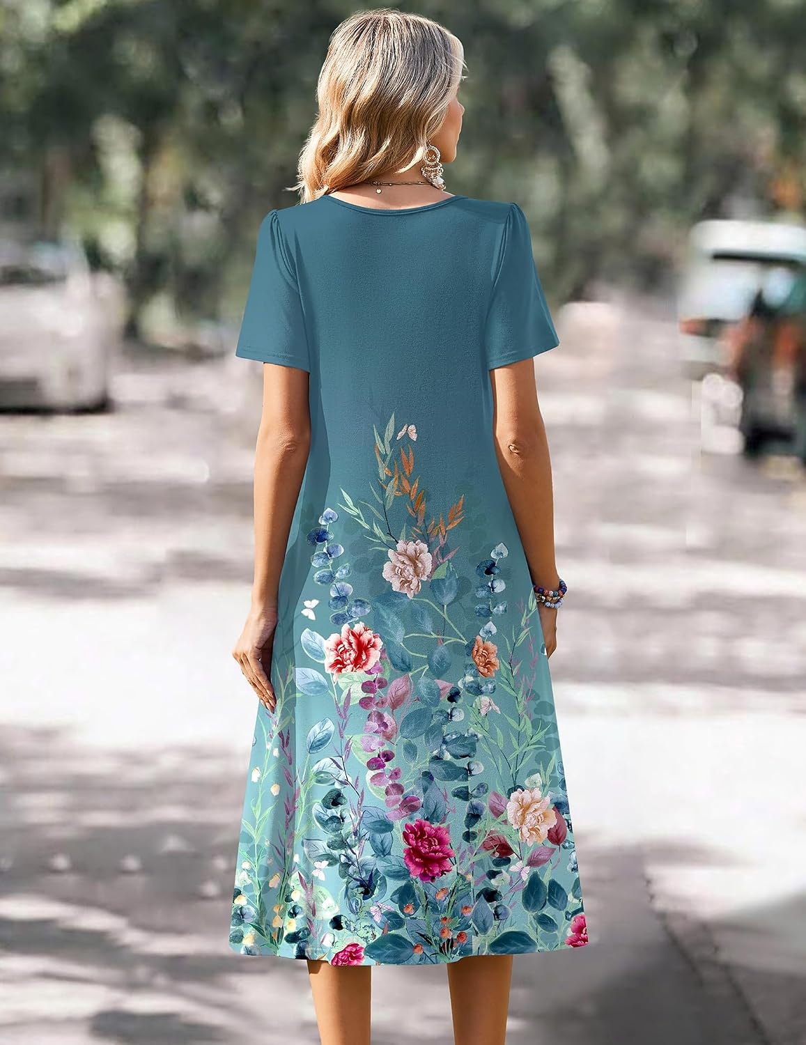 image:imageZeagoo Summer Casual Dress for Womens Floral Midi Sundress with PocketsFloral7