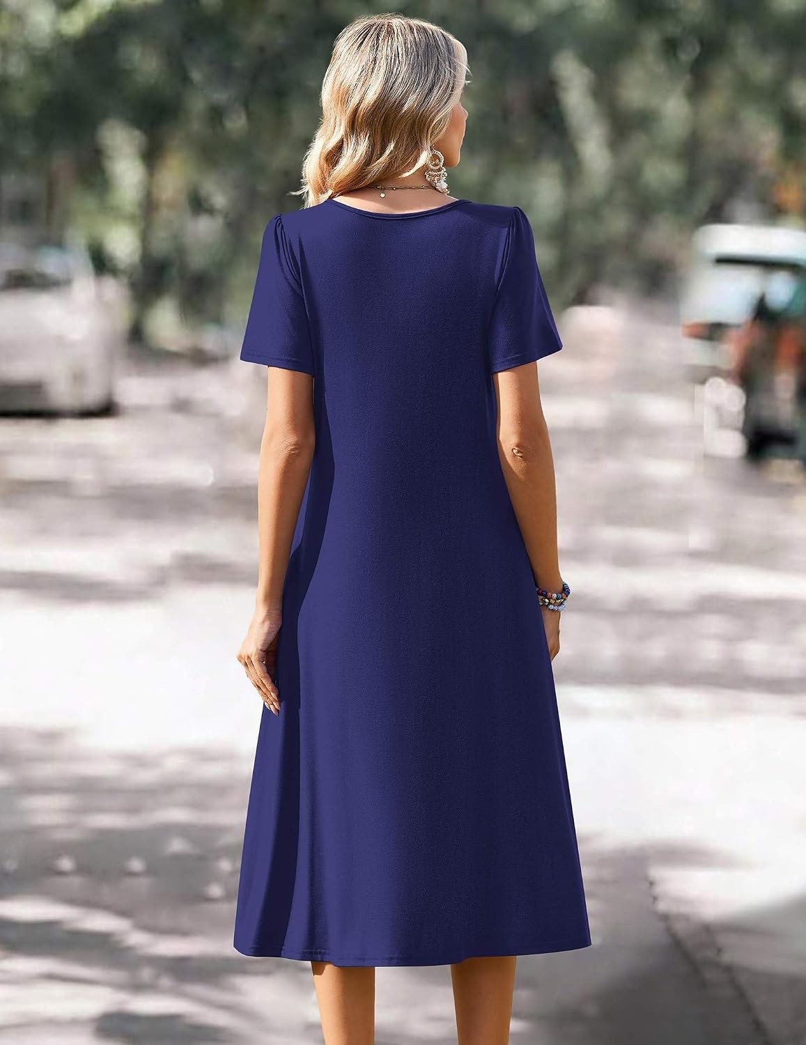 image:imageZeagoo Summer Casual Dress for Womens Floral Midi Sundress with PocketsNavy Blue