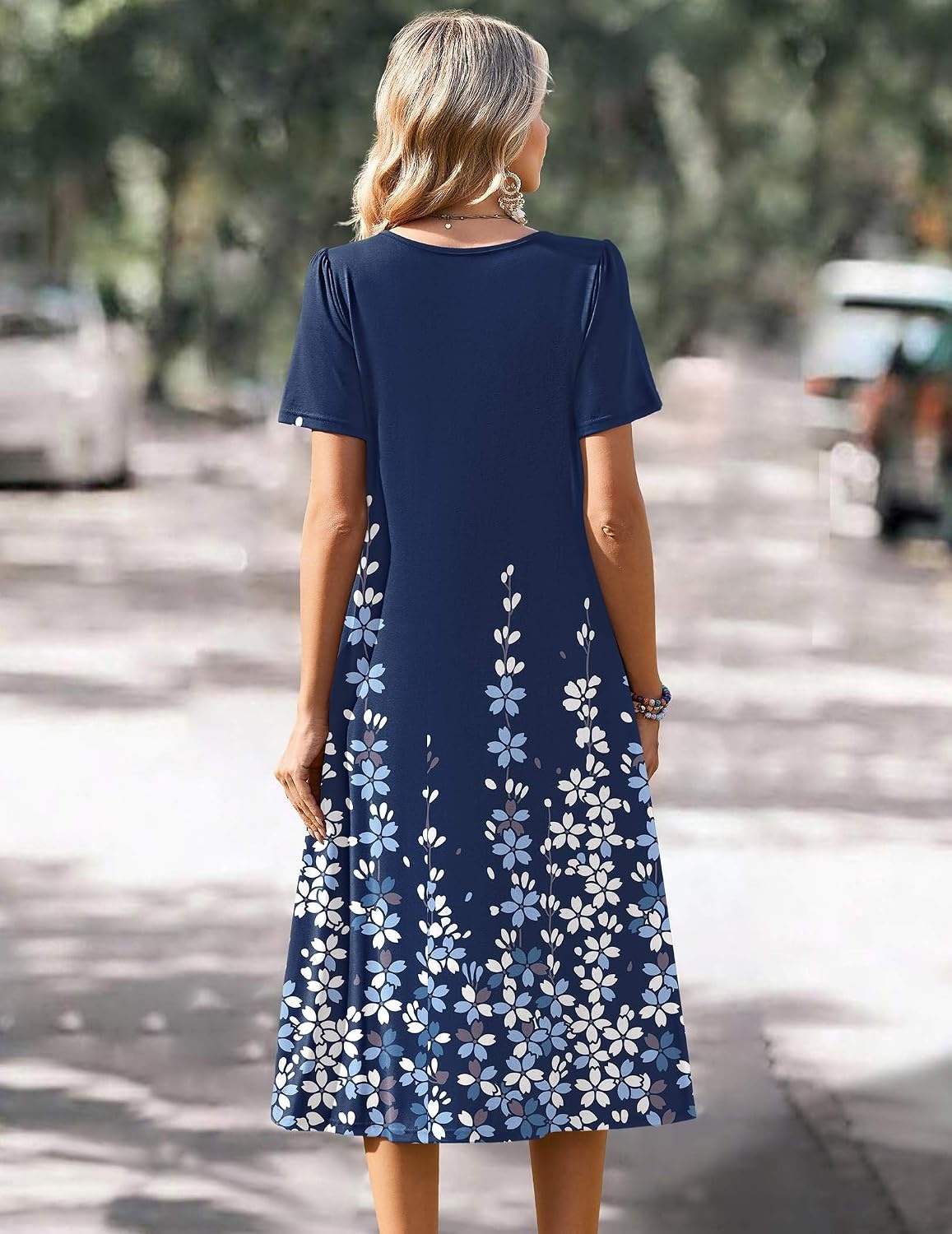 image:imageZeagoo Summer Casual Dress for Womens Floral Midi Sundress with PocketsNavy Floral