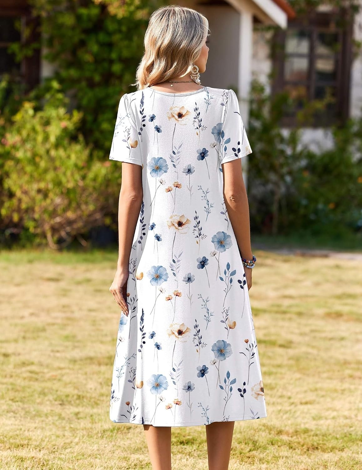 image:imageZeagoo Summer Casual Dress for Womens Floral Midi Sundress with PocketsWhite Floral