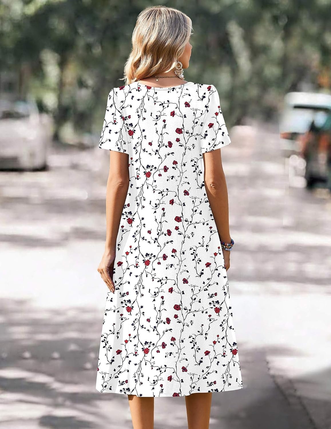 image:imageZeagoo Summer Casual Dress for Womens Floral Midi Sundress with PocketsWhite Floral1
