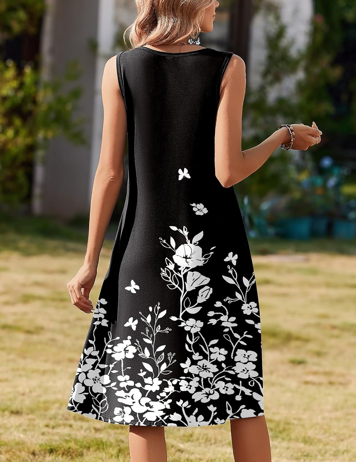 image:imageZeagoo Summer Dress for Women Flowy Aline Casual Midi Tank Dress Boho 2026Black Floral